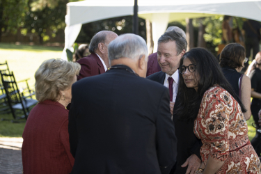 President McCullough and First Lady Jai Vartikar greeting guests