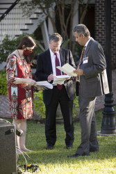 President McCullough and Andy Jhanji reviewing notes